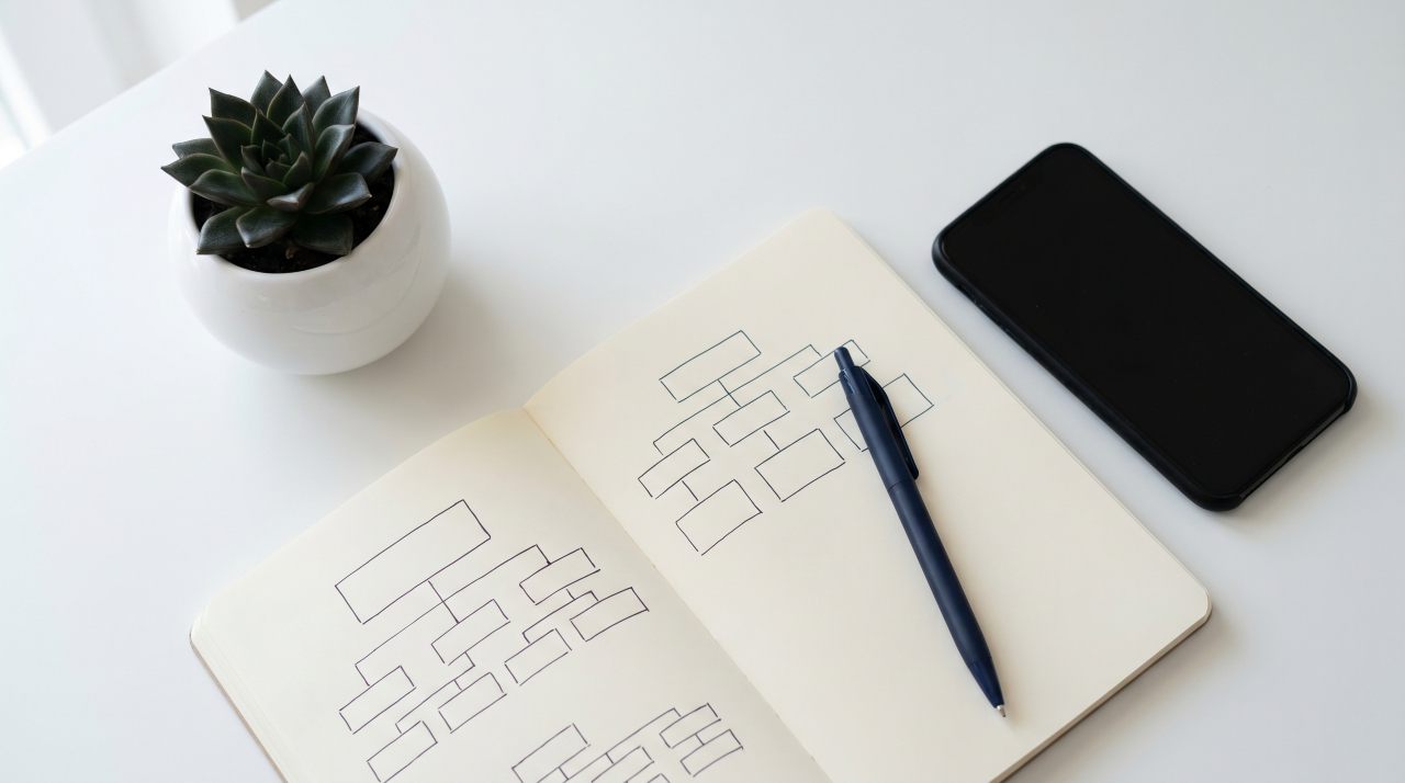 Business structure options laid out on paper for a UK startup plan