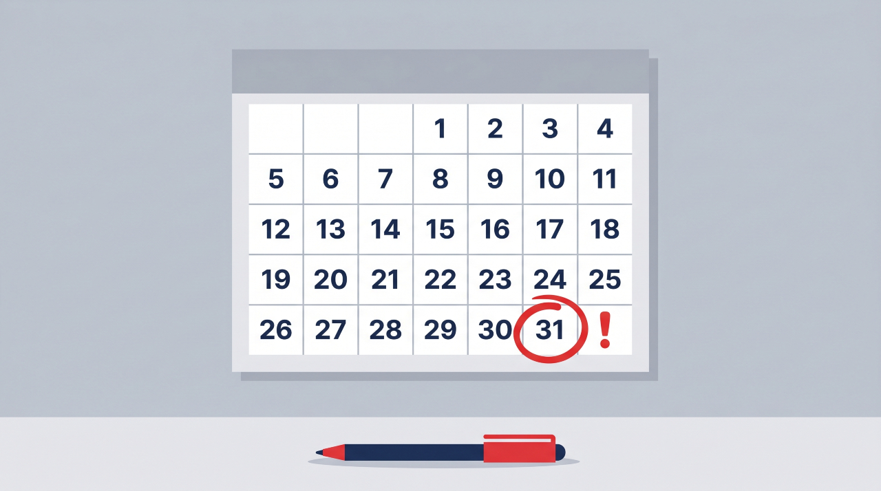 Illustrated calendar showing UK self assessment January deadline marked in red