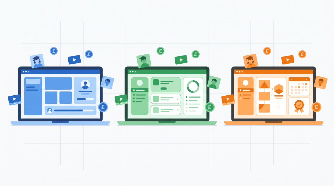 Illustrated comparison of online course platforms available to UK sellers