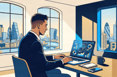 Person launching an AI-powered business in the UK in 2026 on laptop