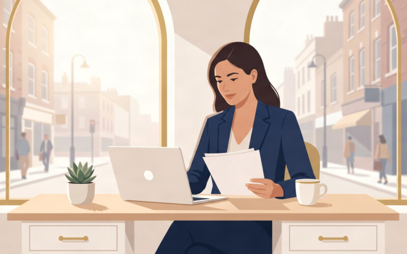 UK business grants 2026 guide showing small business owner reviewing funding documents
