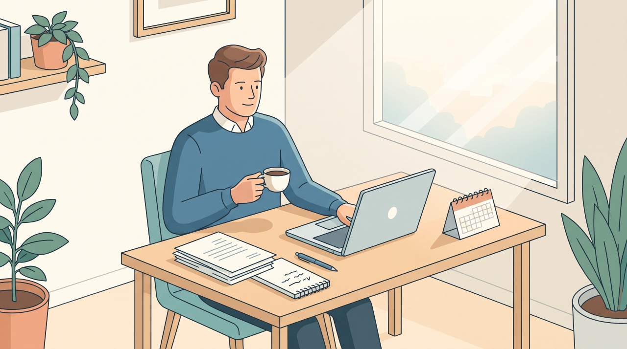 Small business owner preparing a grant application with documents and planning notes on desk