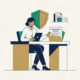 UK small business owner reviewing what business insurance they need to protect their company.