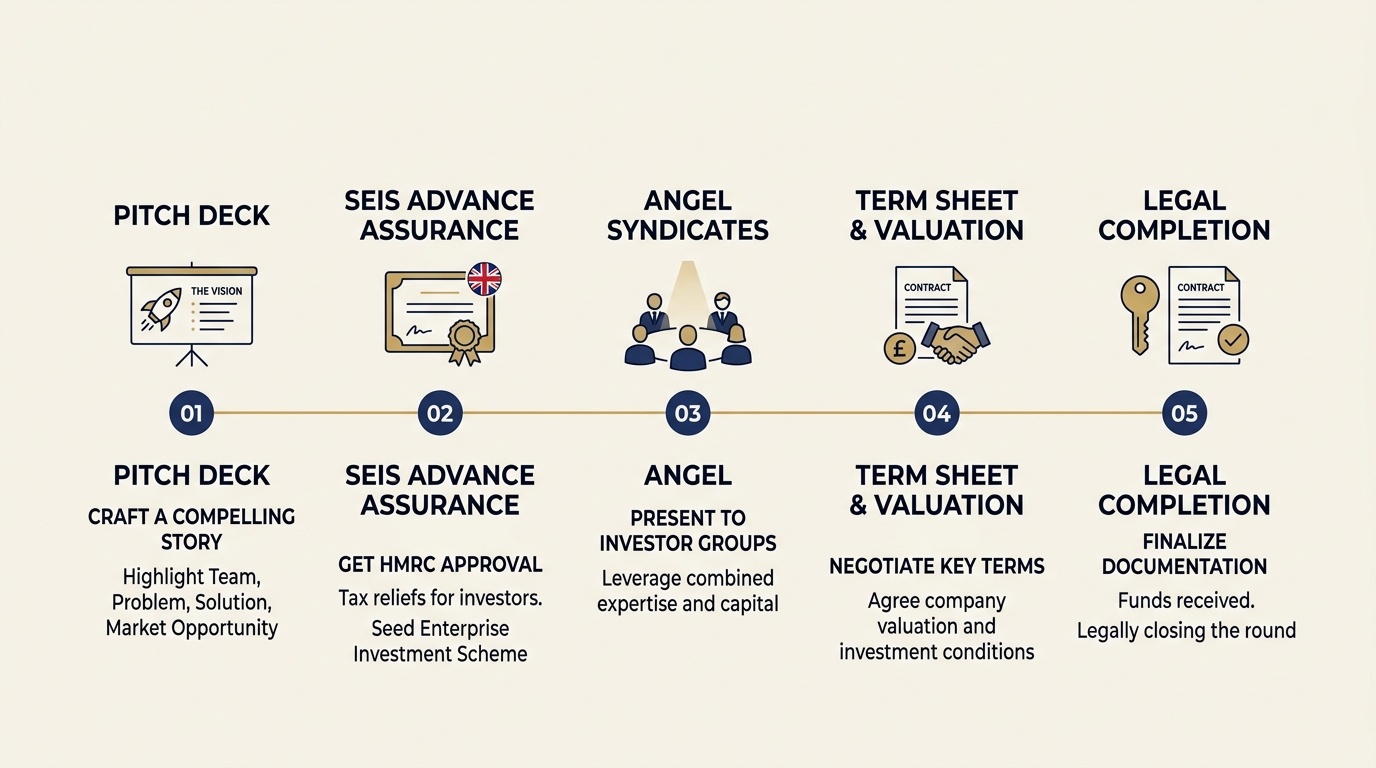 Clean 5-Step Linear Roadmap for Finding and Pitching UK Business Angel Investors
