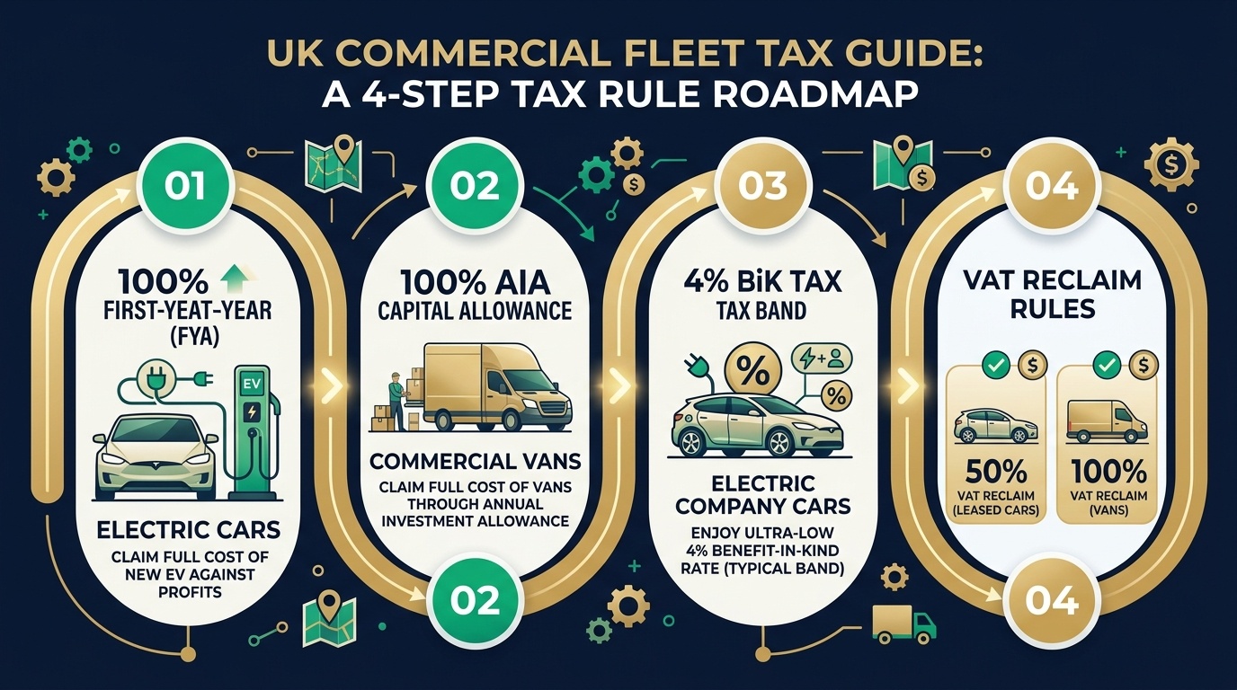 Illustrated 4-Step UK Fleet Vehicle Tax and Capital Allowances Rule Roadmap