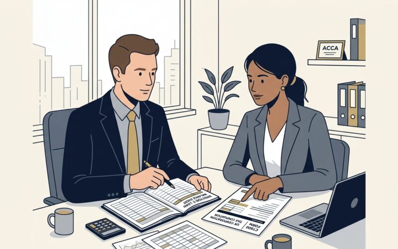 UK Limited Company Director and Chartered Accountant Reviewing Director Loan Account Balance Sheet