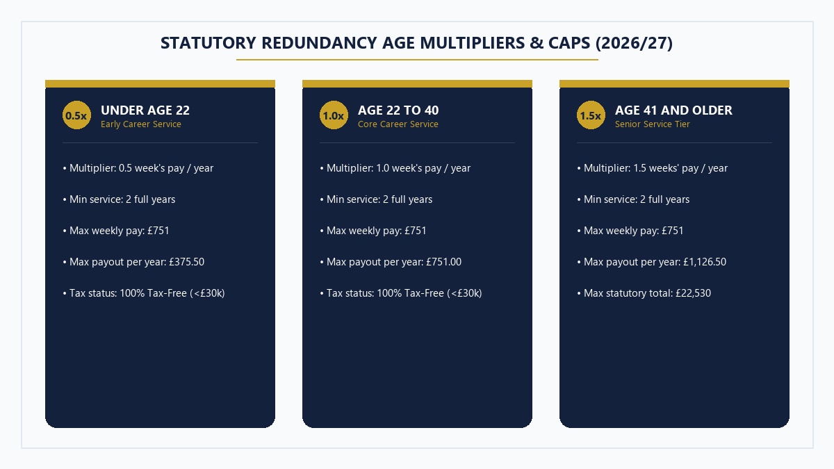 Comparison Matrix of UK Statutory Redundancy Age Multipliers and Weekly Pay Caps