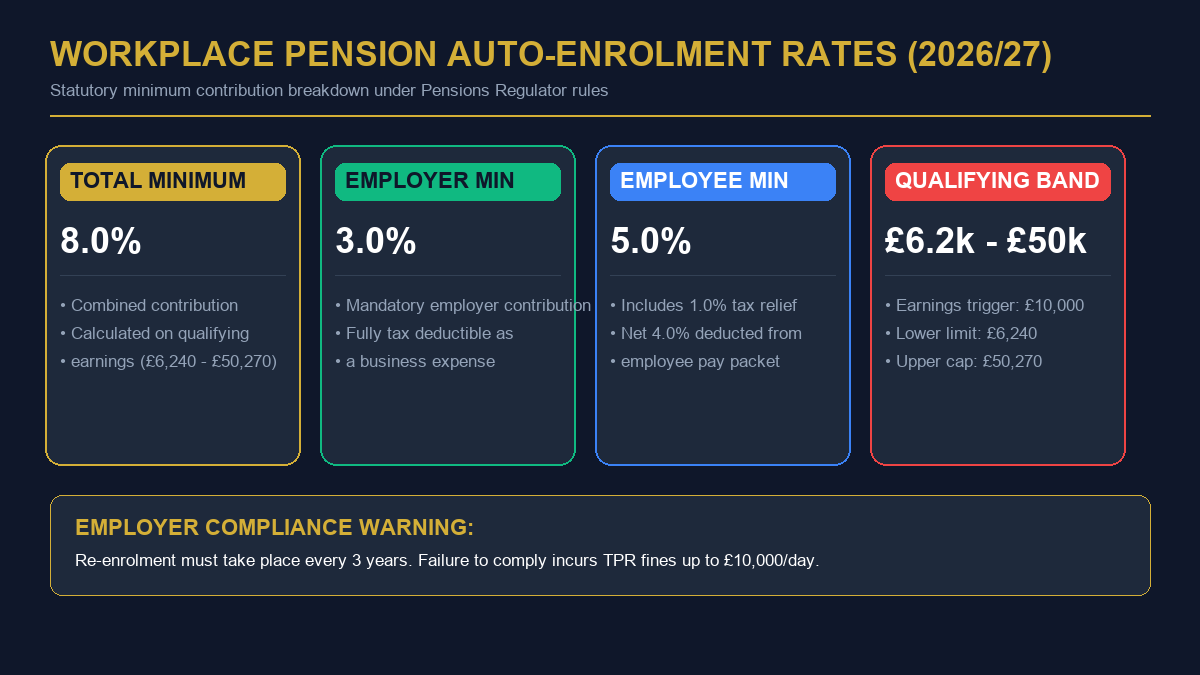 Workplace Pension Auto-Enrolment Contribution Breakdown 2026