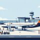EasyJet flight U2238 emergency landing at Newcastle guide showing commercial passenger airliner on tarmac with airport emergency response vehicles