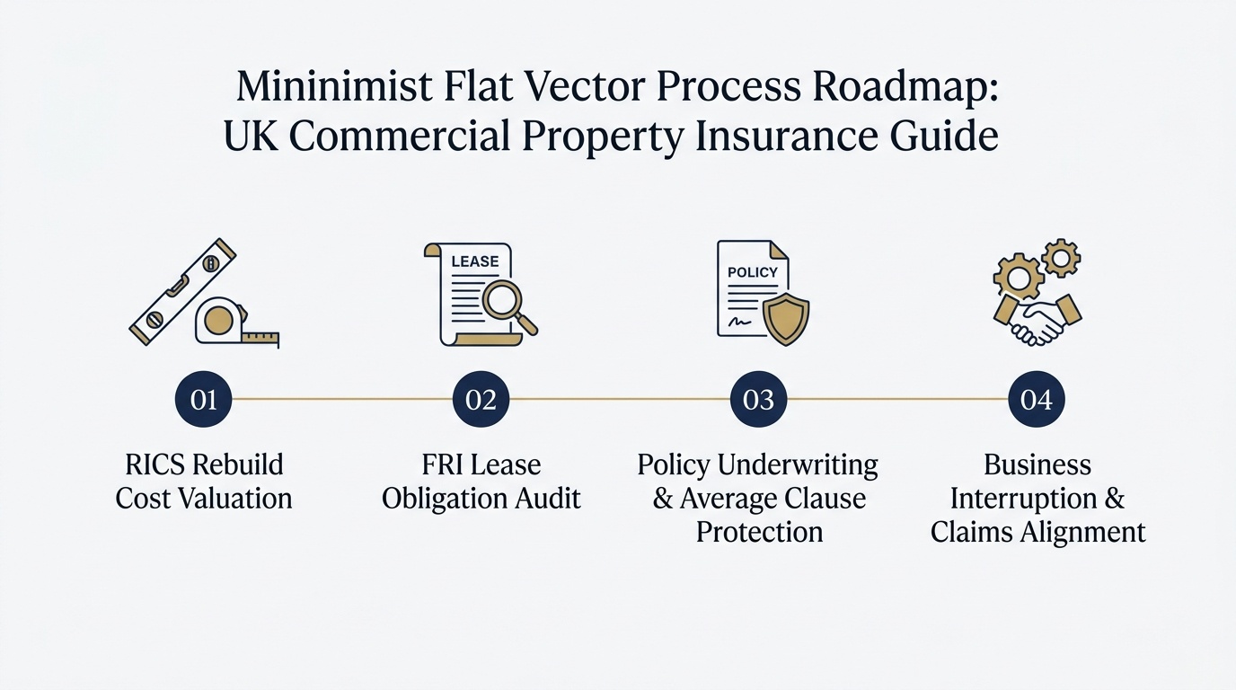 4-Step Commercial Property Insurance Pathway: RICS Rebuild Valuation, FRI Lease Audit, Policy Underwriting and Claims Alignment