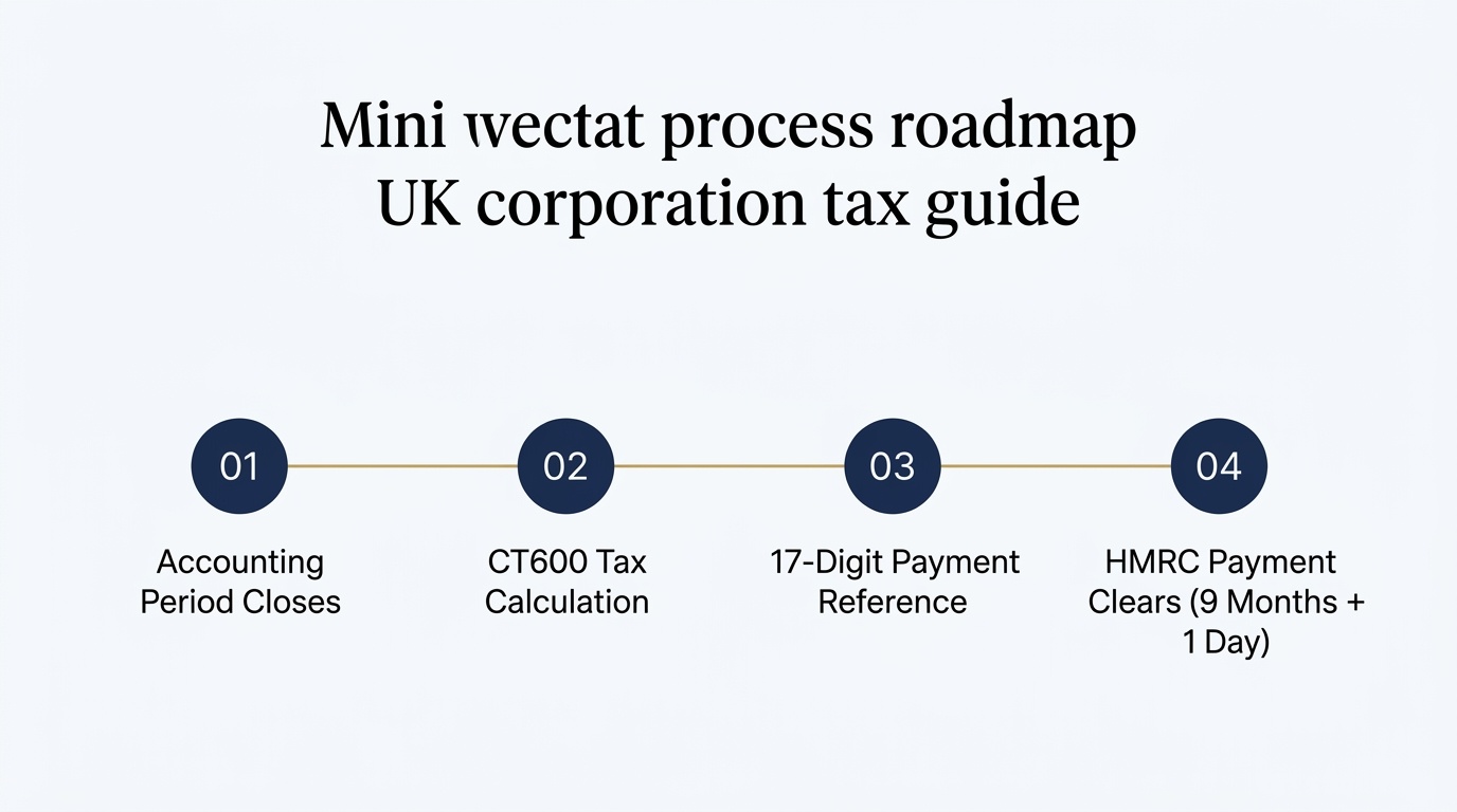 4-Step Corporation Tax Payment Pathway: Accounting Close, CT600 Calculation, 17-Digit Reference and Settlement