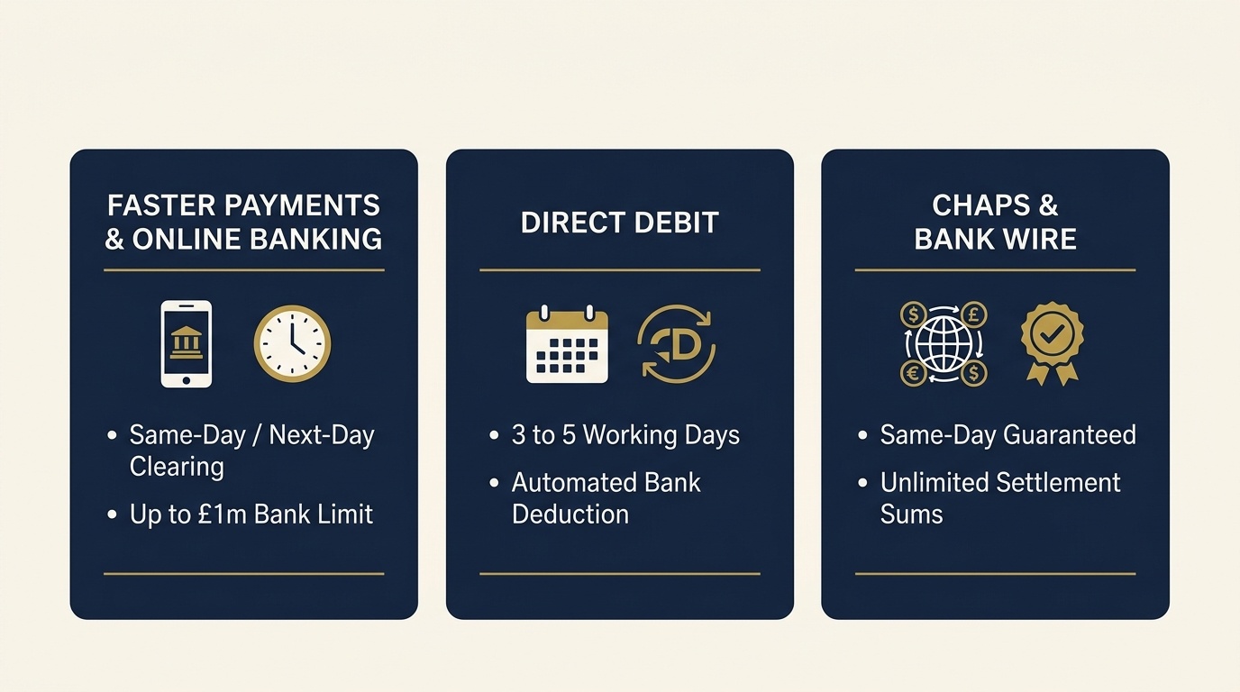 Comparison Matrix of UK Corporation Tax Payment Methods: Faster Payments vs Direct Debit vs CHAPS
