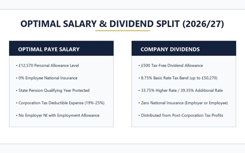 Optimal Salary and Dividend Split 2026 UK Directors Tax Guide Vector