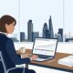 Invoice discounting UK guide showing a British commercial director reviewing confidential sales ledger finance and cash flow advances on laptop