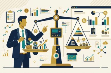 Flat vector editorial illustration comparing limited company versus sole trader tax structures on a scale