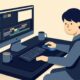 Creator at a gaming desk using the BadSeed Tech Carpio palm rest under the mouse hand