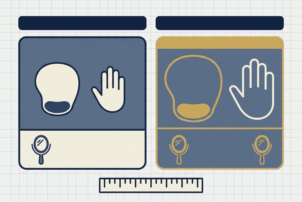 Comparison of Small and Large Carpio sizes for left and right hands with a ruler
