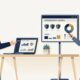 Flat vector illustration of a business executive and IT consultant reviewing cloud infrastructure and cybersecurity metrics