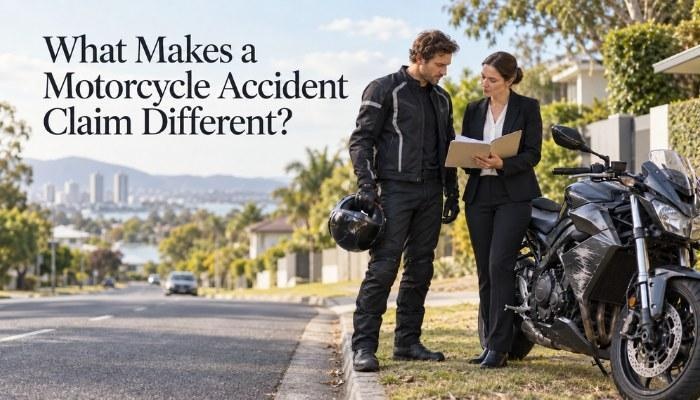 Motorcycle on the road highlighting accident claim and road safety rules